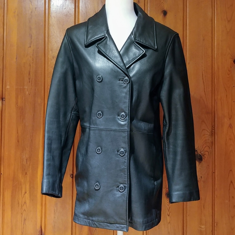 Gap Genuine Leather Black Jacket Size Medium